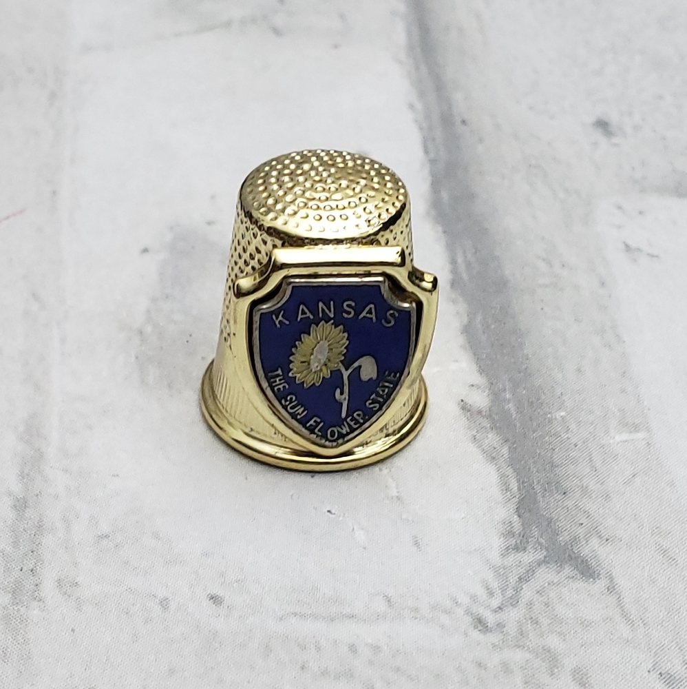 Kansas Souvenir State Treasures Keepsake Thimble - The Sunflower